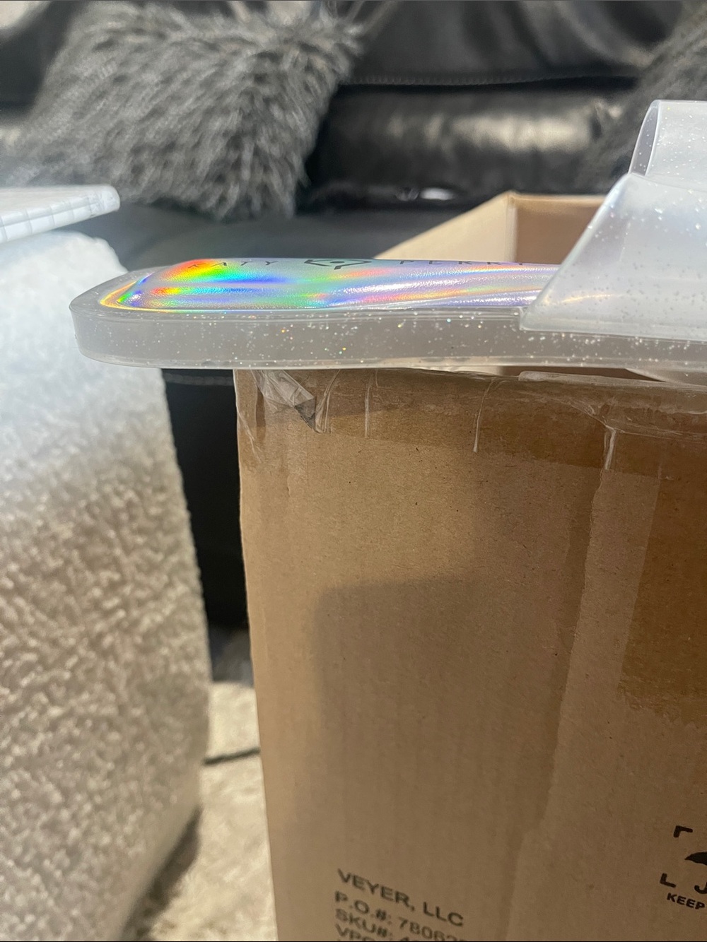 Katy Perry Collections Holographic Iridescent Clear Slide Sandals - Picture 7 of 7